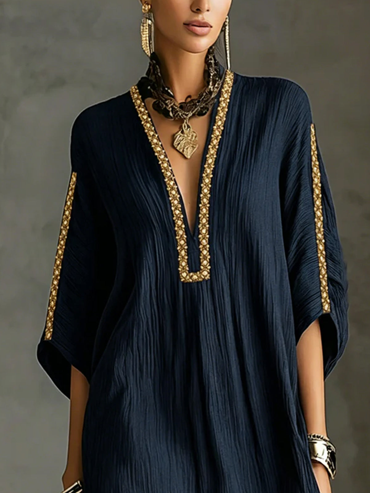 Black Deep V-Neck Mini Dress