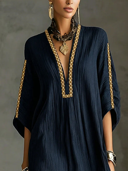 Black Deep V-Neck Mini Dress
