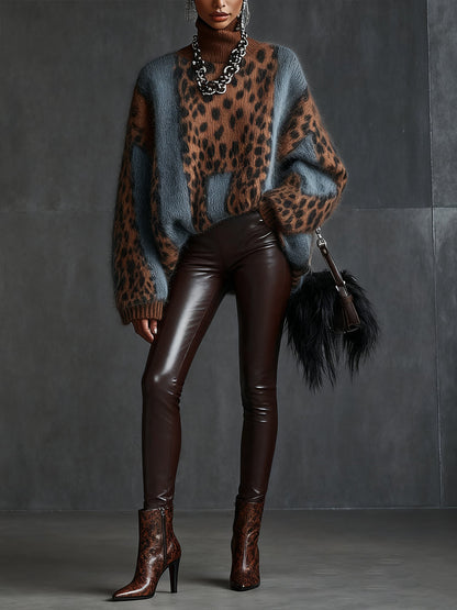 24-Hour-Shipping Brown Faux Leather Pants