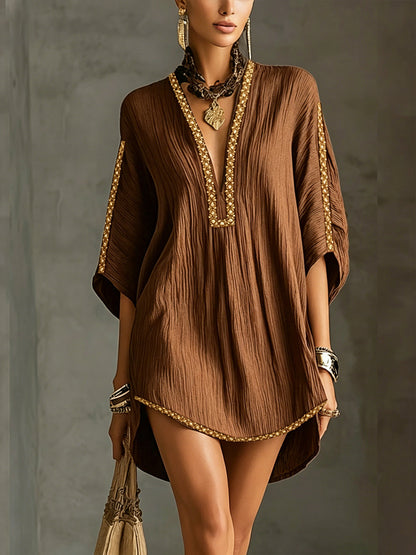 Black Deep V-Neck Mini Dress