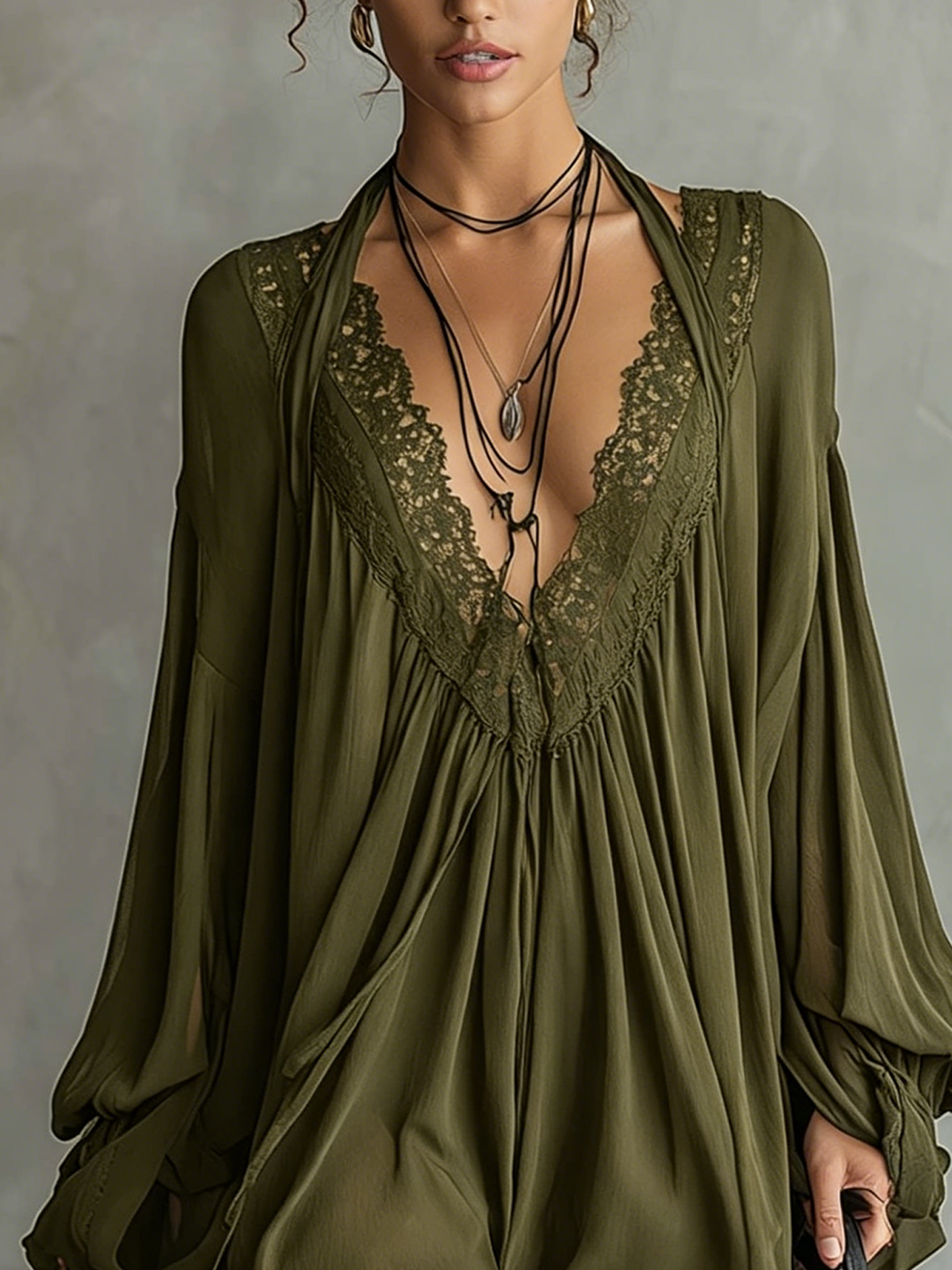Black Chiffon Halter Mini Dress With Lace Neckline